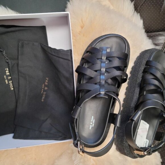 Women's Rag & Bone Woven Gladiator Sandal Black size 10 NWT - Picture 6 of 10